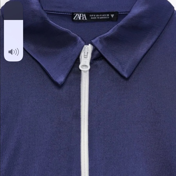 Zara Women Blue Satin Effect Tracksuit Jacket L - Picture 6 of 10